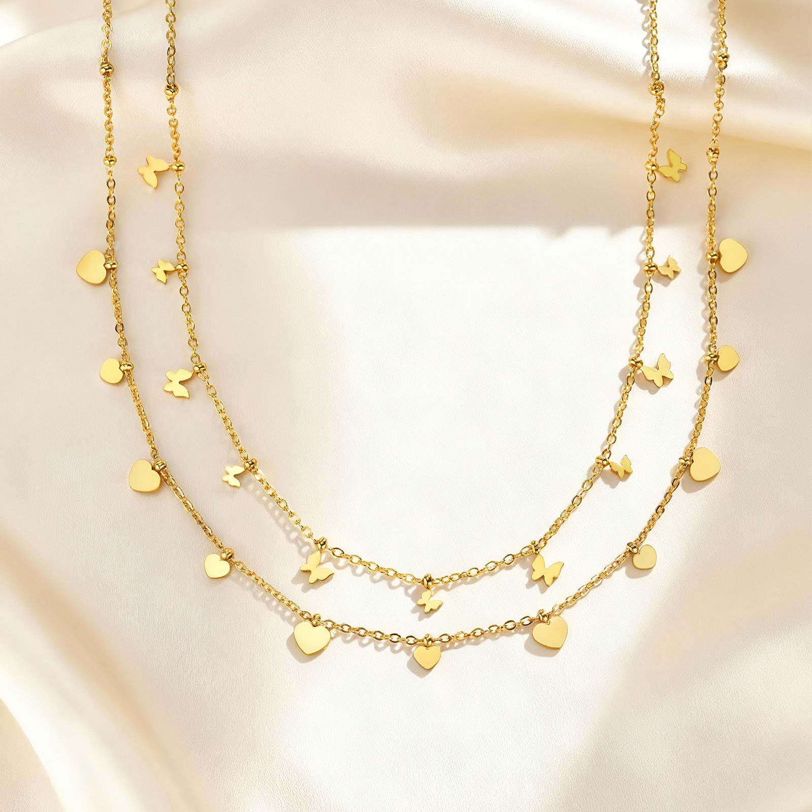 Butterfly Clasp Deployant - Dainty Heart Butterfly Necklace for Women