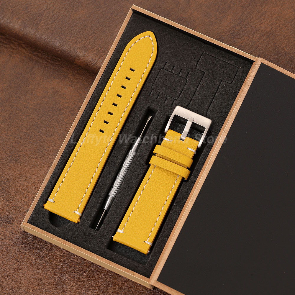 Leather Strap Quick Release - Double Sided Litchi Texture Strap 18