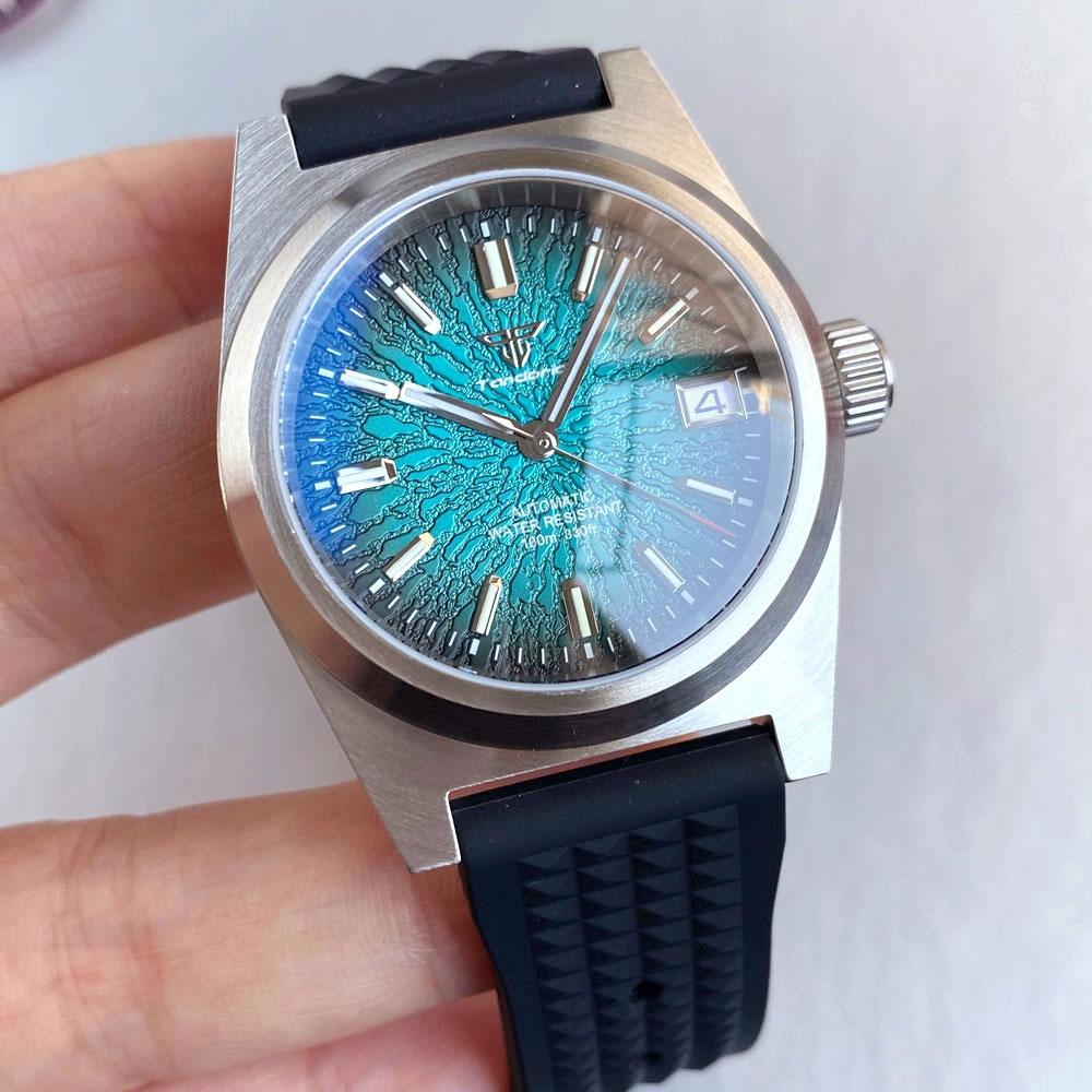 New 38mm Mechanical Watch Men  - Rubber Strap Diver 评论和价格