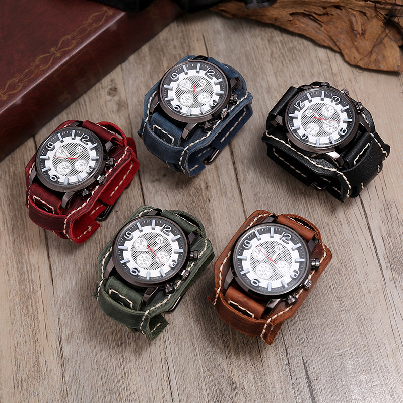 New Retro Mens Watches Genuine - Leather Watch Band Men 评论和价格