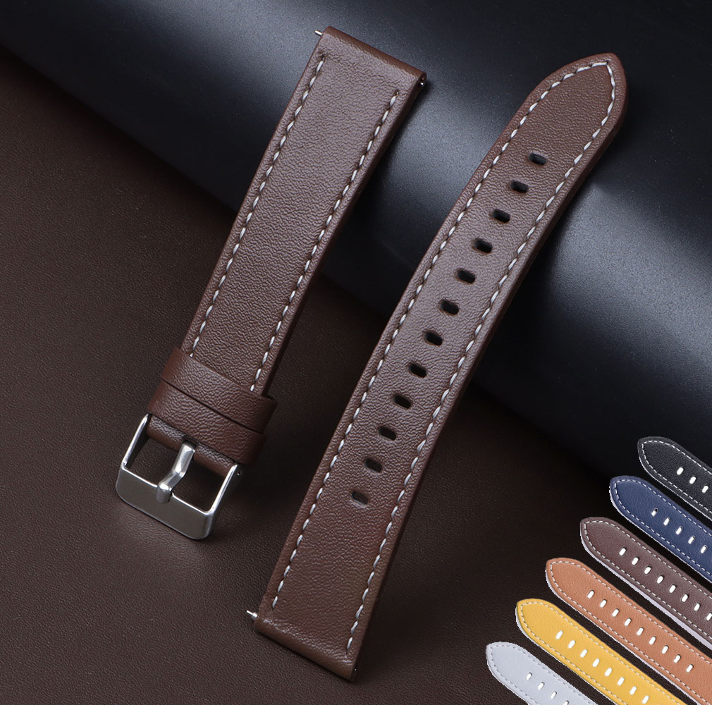 Genuine Calfskin Leather Watch - Leather Strap Quick Release 评论和价格