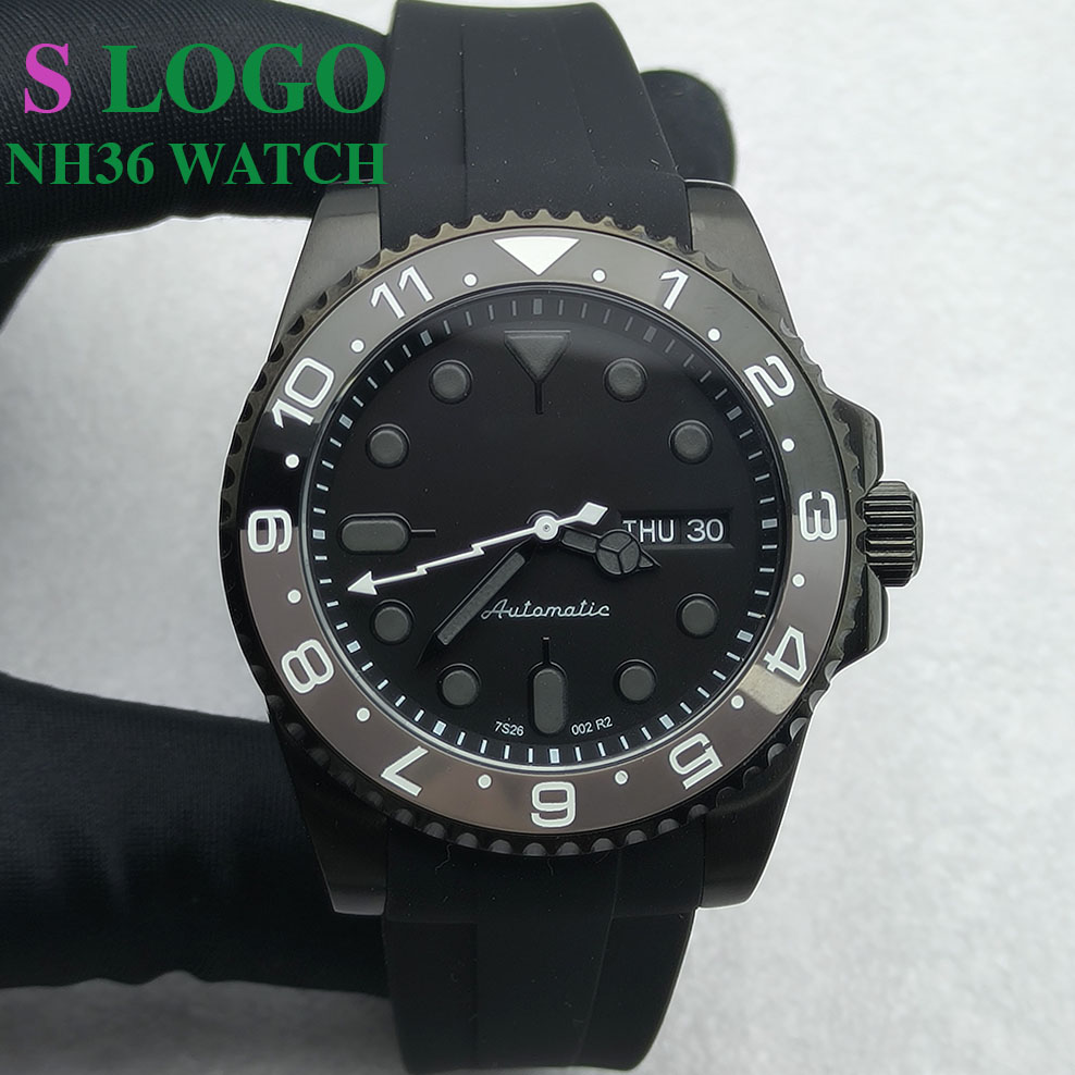 40MM NH36 Watch Black Men's St - Stainless Bracelet Diver 评论和价格