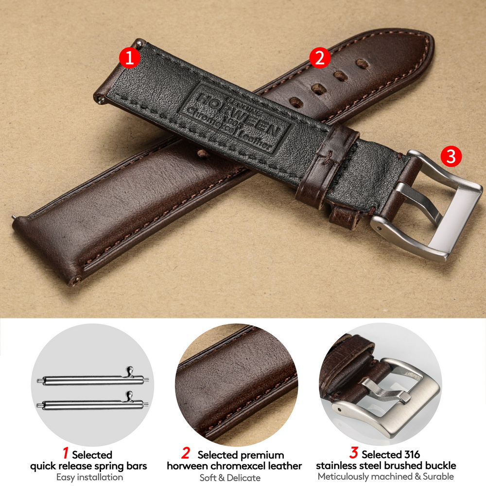 Hemsut Watch Bands Genuine Lea - Leather Strap Quick Release 评论和价格