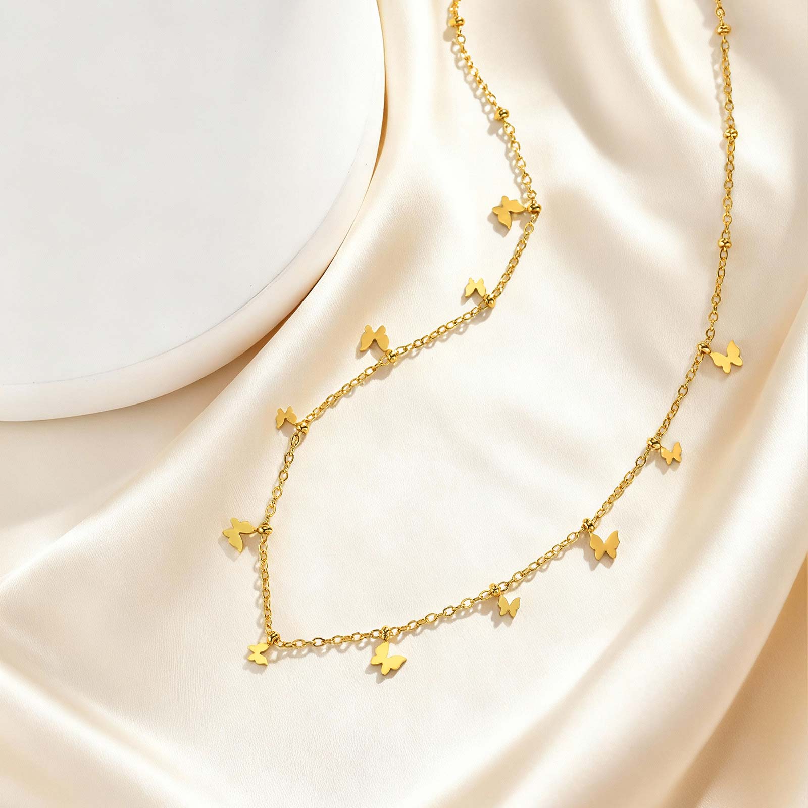 Dainty Heart Butterfly Necklac - Butterfly Clasp Deployant 评论和价格