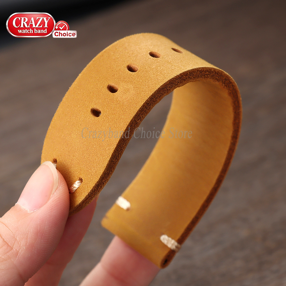 Handmade Cowhide Watch Band 20 - Suede Strap Watch 评论和价格