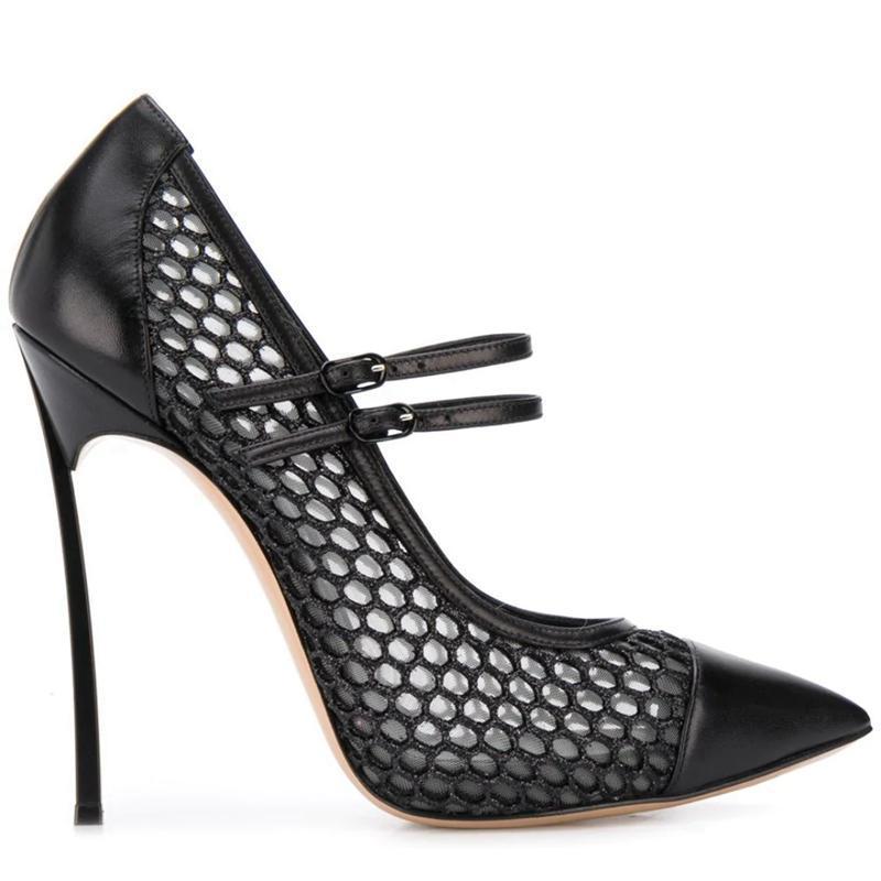 Sexy Mesh Patchwork Pointed To - Mesh Strap Metal 评论和价格