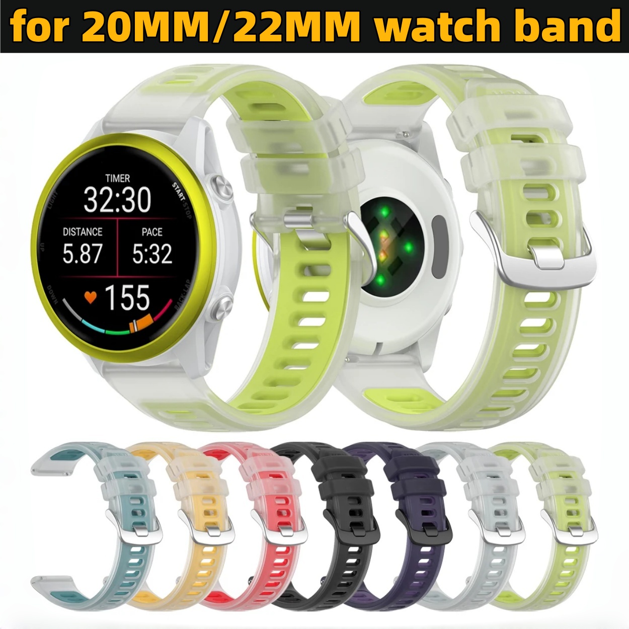 22mm 20mm Transparent Two-Tone - Silicone Watch Band 22Mm 评论和价格