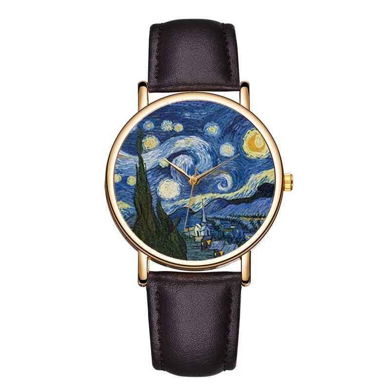 Van Gogh Painting Dial Watches - Leather Watch Band Men 评论和价格