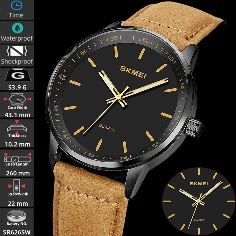 Skmei Original Brand Quartz Wa - Leather Watch Band Men 评论和价格
