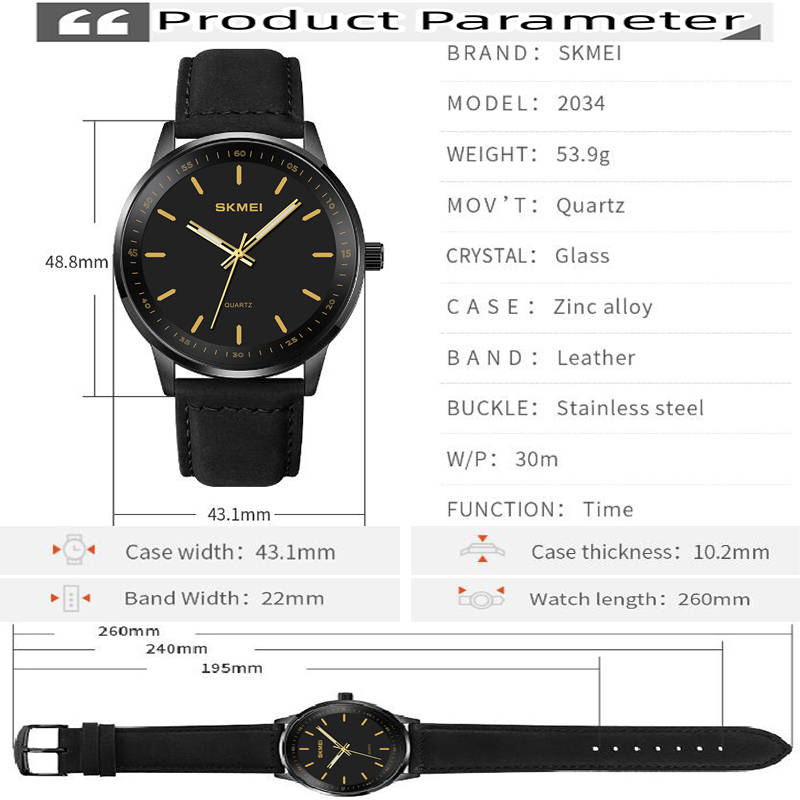 Skmei Original Brand Quartz Wa - Leather Watch Band Men 评论和价格