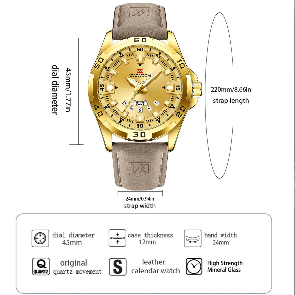 Men Watch Black Leather Strap  - Leather Watch Band Men 评论和价格